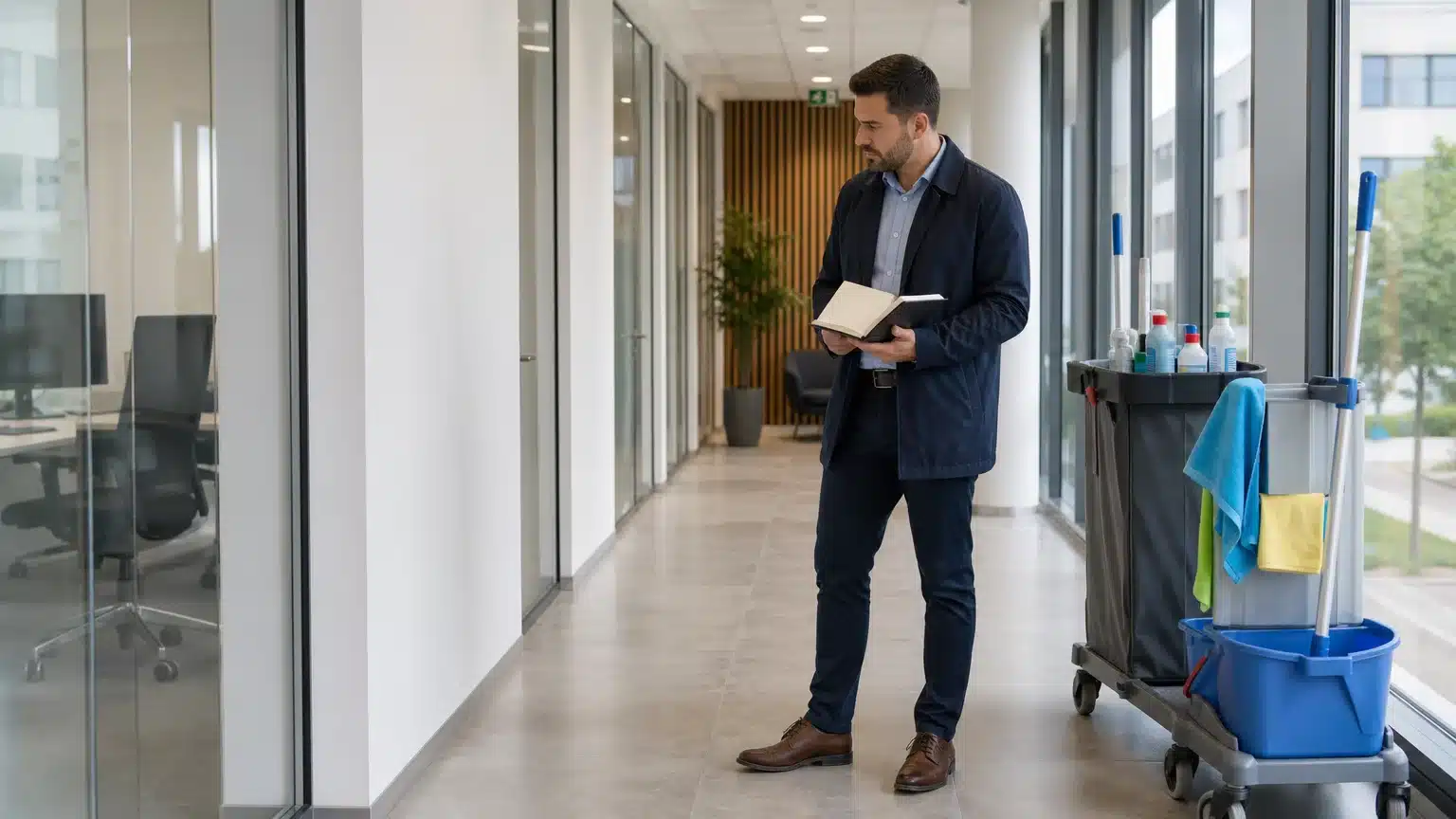 Visite des locaux pour définir le périmètre d’un devis de nettoyage